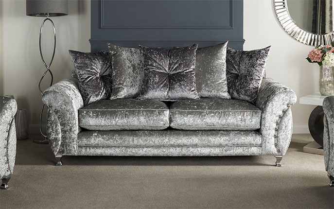 Gray crushed outlet velvet sofa